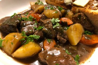 Thumbnail for Beer-Braised Beef Tips with Root Vegetables and Horseradish