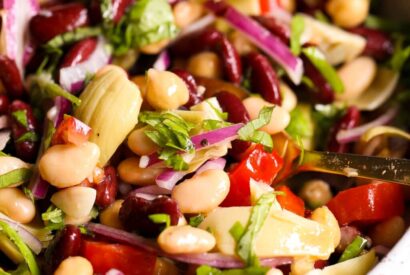 Thumbnail for Three Bean Salad with Artichoke Hearts, Olives, and Feta