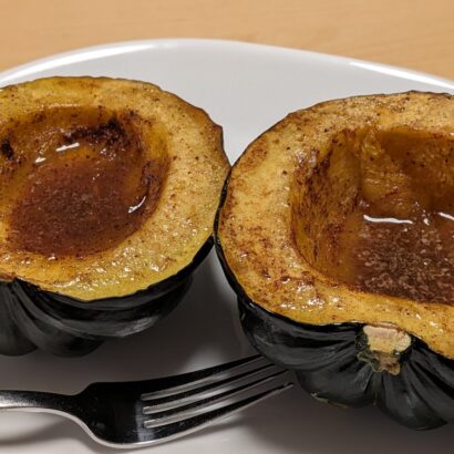 Roasted Halved Acorn Squash with Maple Syrup