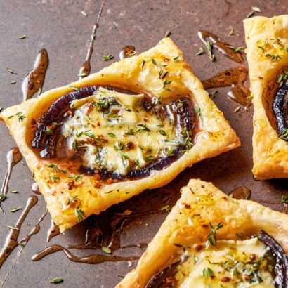 Upside-Down Cambozola Tarts With Caramelized Onion