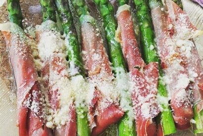 Thumbnail for Roasted Asparagus Wrapped In Ham With Manchego Cheese