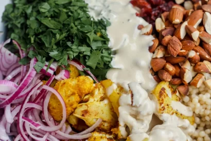 Thumbnail for Curried Cauliflower Salad with Pearl Couscous & Tahini Dressing