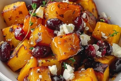 Thumbnail for Sweet and Savory Honey Roasted Butternut Squash with Cranberries and Feta