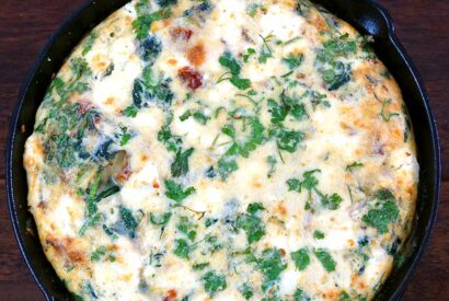 Thumbnail for Spinach Frittata Recipe with Sun-Dried Tomatoes, Feta, and Parmesan
