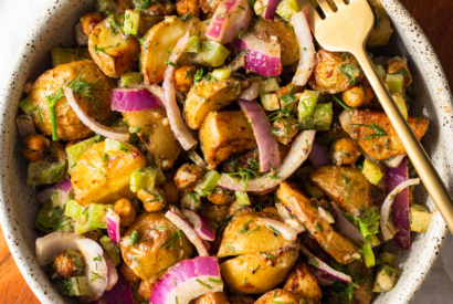 Thumbnail for Vegan Roasted Potato Chickpea Salad with Dill (no mayo)