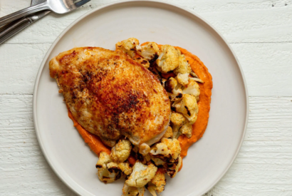 Thumbnail for Smoky Pan-Seared Chicken with Roasted Cauliflower & Quick Romesco Sauce