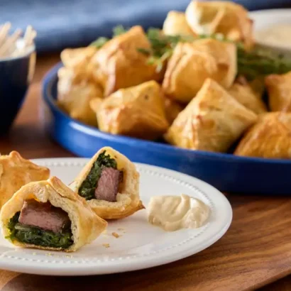 Mini Beef Wellingtons with Smoked Gouda Dipping Sauce