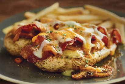 Thumbnail for Chicken with Sautéed Mushrooms, Bacon, Melted Cheese in Honey Mustard Sauce [Video]